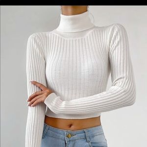 High neck cropped sweater